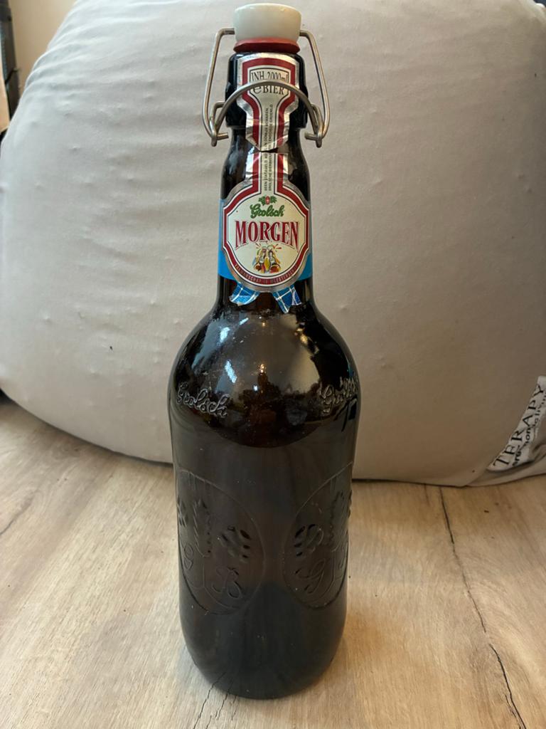 Vintage Grolsch Morgen Bierfles 2L met Beugeldop, Ophalen of Verzenden, Gebruikt