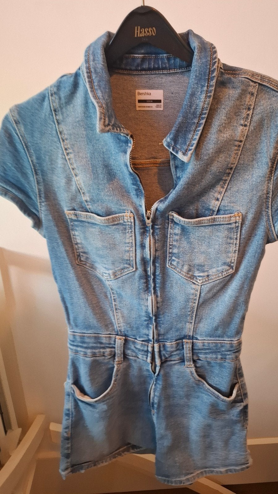 Bershka Denim Playsuit XS, Ophalen, Blauw, Bershka, Zo goed als nieuw