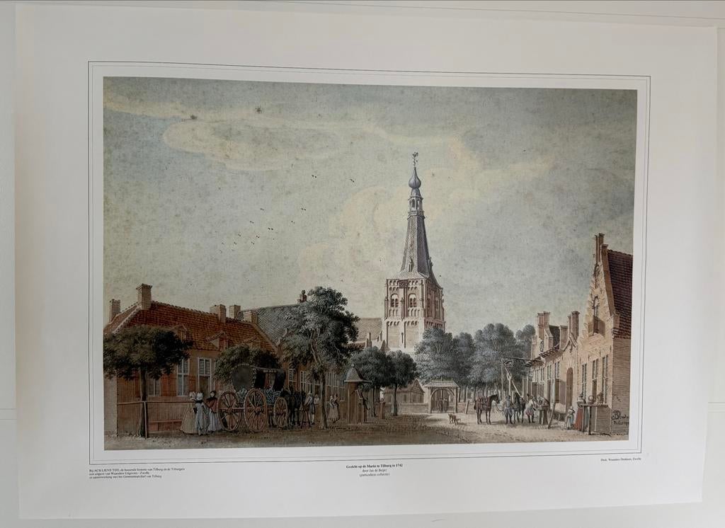 Gezicht op de Markt te Tilburg (1742) door Jan de Beijer, Ophalen