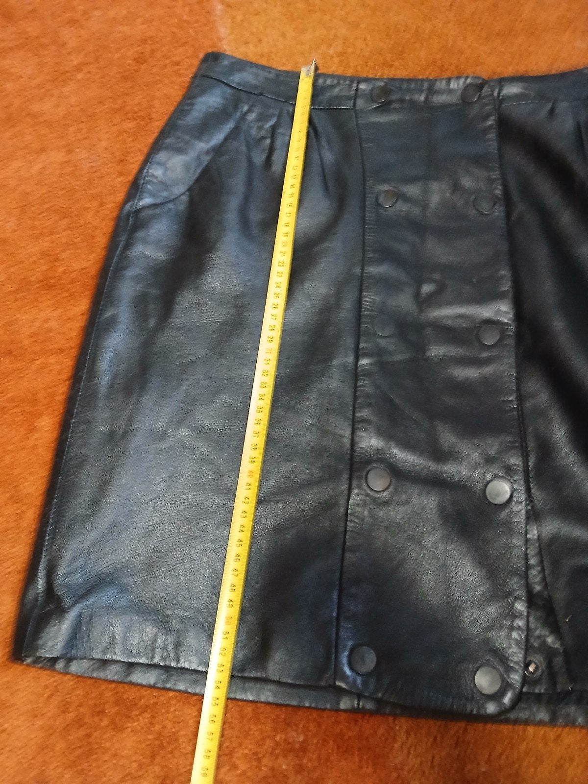 zwarte leren rok, Ophalen of Verzenden, Zo goed als nieuw, Zwart, Boven de knie