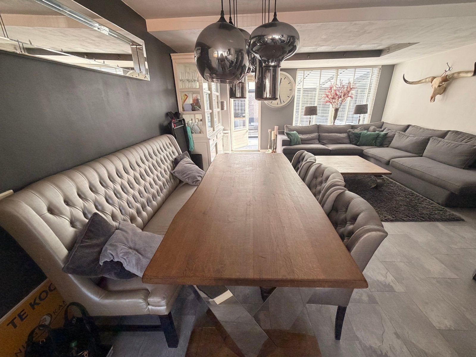 Complete Woonkamer Set: Eettafel, Banken, Salontafel, Lampen, Huis en Inrichting, Ophalen