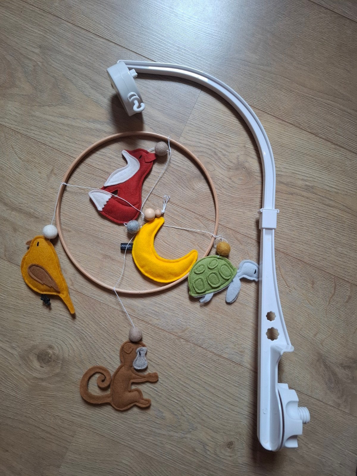 Baby Muziekmobiel met vilten dieren en Maan, Ophalen, Zo goed als nieuw, Mobiel, Met geluid