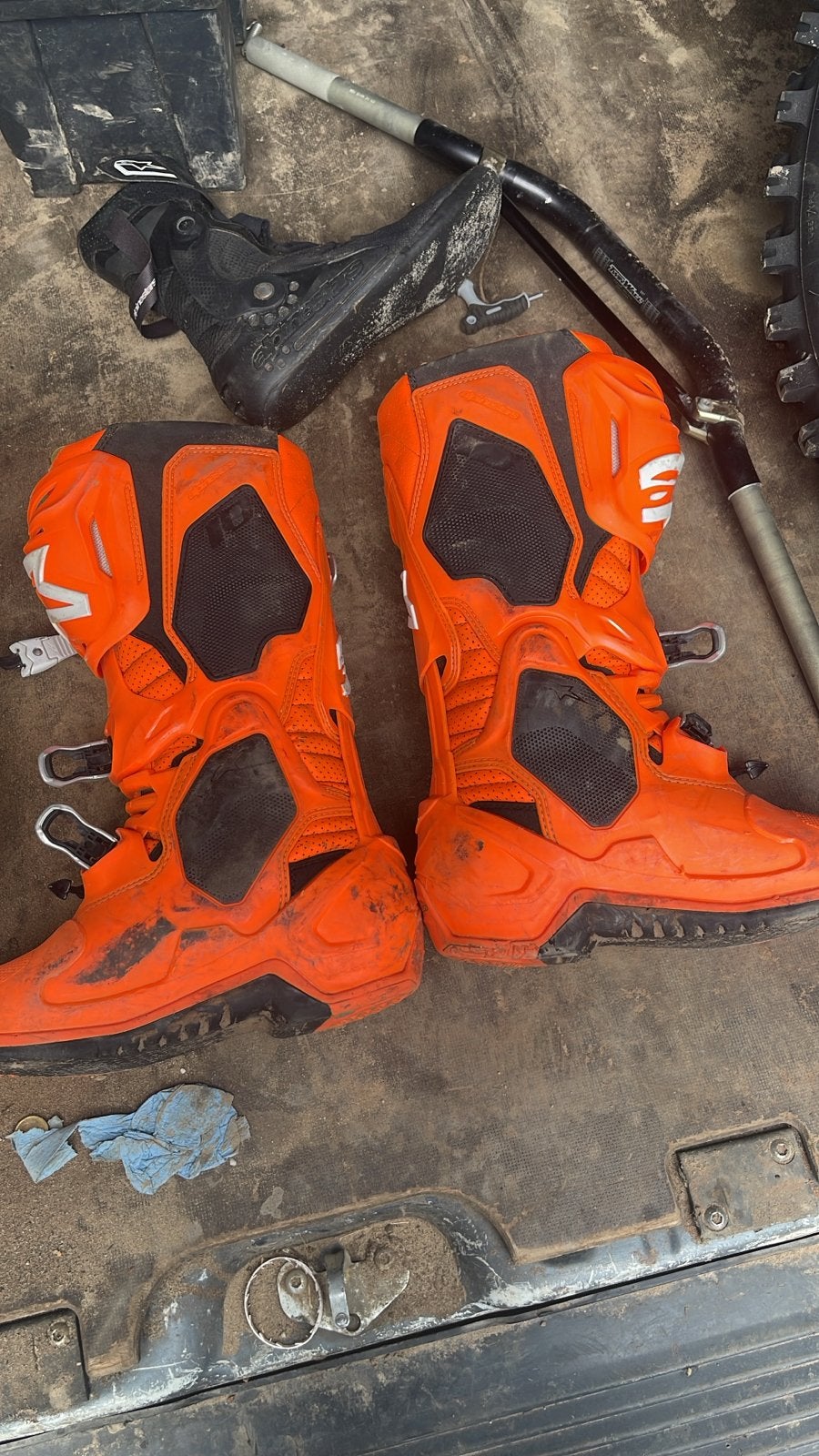 Alpinestars Tech 10 motorcrosslaarzen - Oranje, Maat 43, Motoren, Ophalen of Verzenden, Tweedehands, Heren, Laarzen