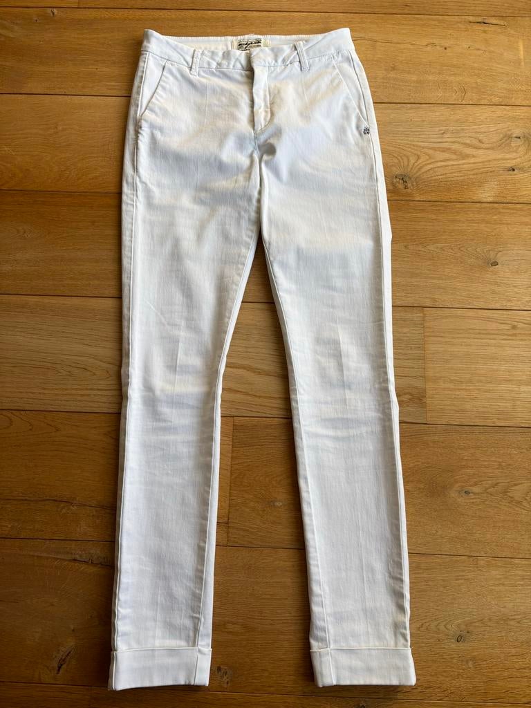 Witte Nickjean Amsterdam broek - Maat 34 met omslag, Wit, Ophalen of Verzenden, Zo goed als nieuw, Maat 34 (XS) of kleiner