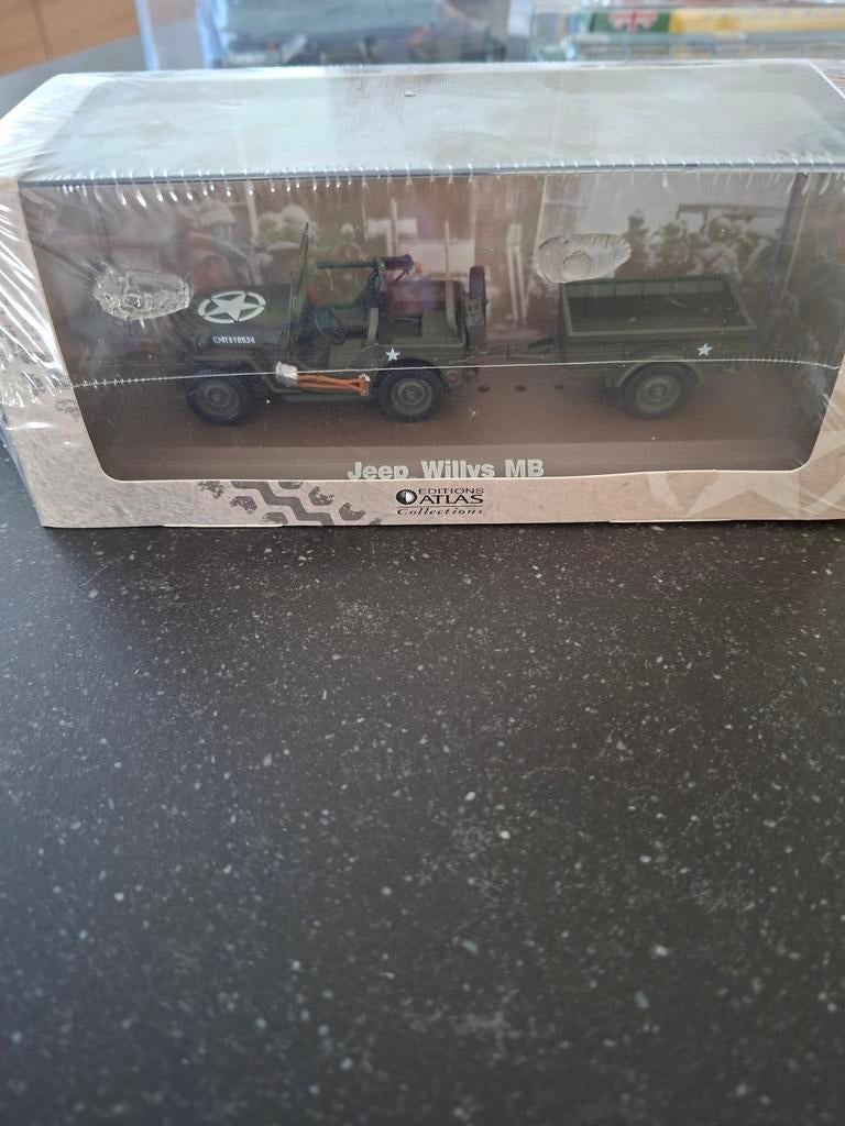 Jeep Willys MB met aanhanger - Atlas Collections, Overige merken, 1:50 of kleiner, Auto, Nieuw
