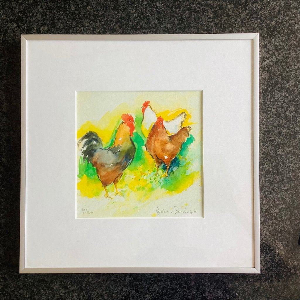 Zeefdruk, kipjes, Lydia van Domburgh, gesigneerd, Ophalen, Dieren en Natuur, Zeefdruk
