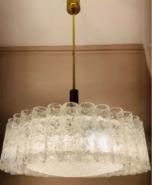 vintage designer hanglamp Doria oude stock !!, Ophalen, E14 (klein), Zo goed als nieuw, Glas