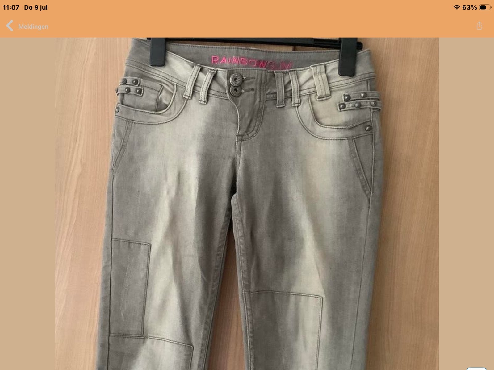Jeans Maat 36    Rainbow.    Kaki-groen., Kleding | Dames, Broeken en Pantalons, Verzenden, Zo goed als nieuw, Maat 36 (S), Lang