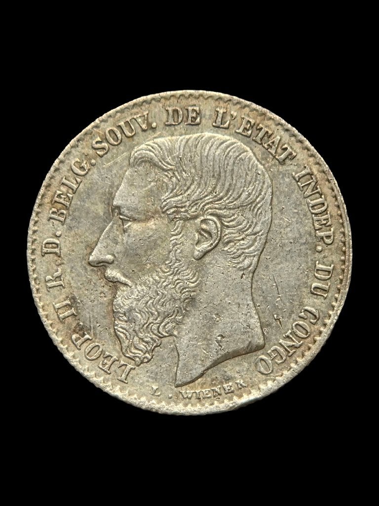 50 Centiments Belgisch Congo 1887 // 20000 Oplage! Zeldzaam, Zilver, Ophalen of Verzenden, Losse munt, Zilver