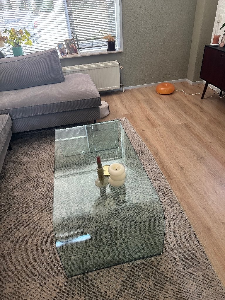 Glazen salontafel, Ophalen, Gebruikt, 100 tot 150 cm, 50 tot 100 cm