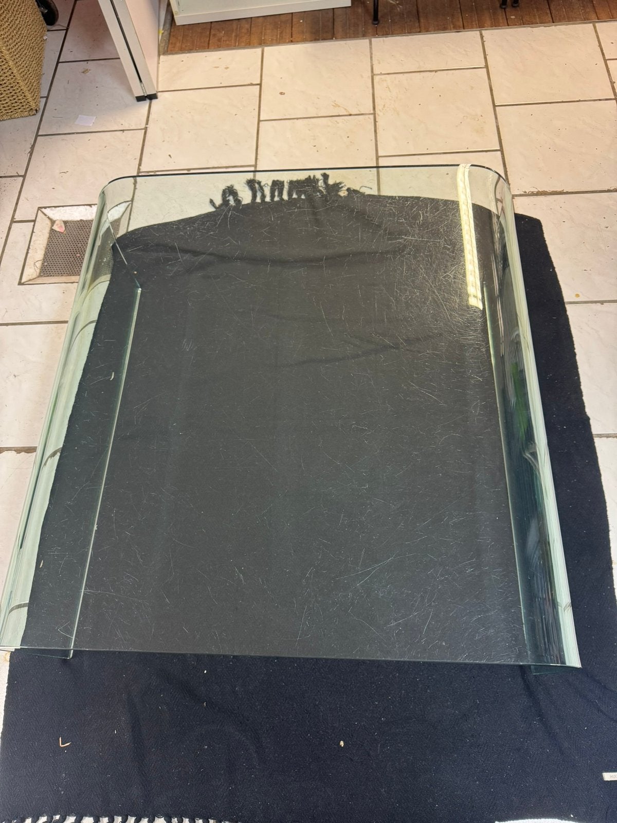 Glazen salontafel, Huis en Inrichting, Tafels | Salontafels, Ophalen, Gebruikt, 50 tot 100 cm, Vierkant