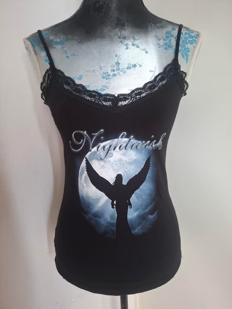 Vintage Nightwish "Wishmaster" Lace Cami Top - Y2K Goth, Kleding | Dames, Tops, Verzenden, Zwart, Maat 42/44 (L), Zo goed als nieuw