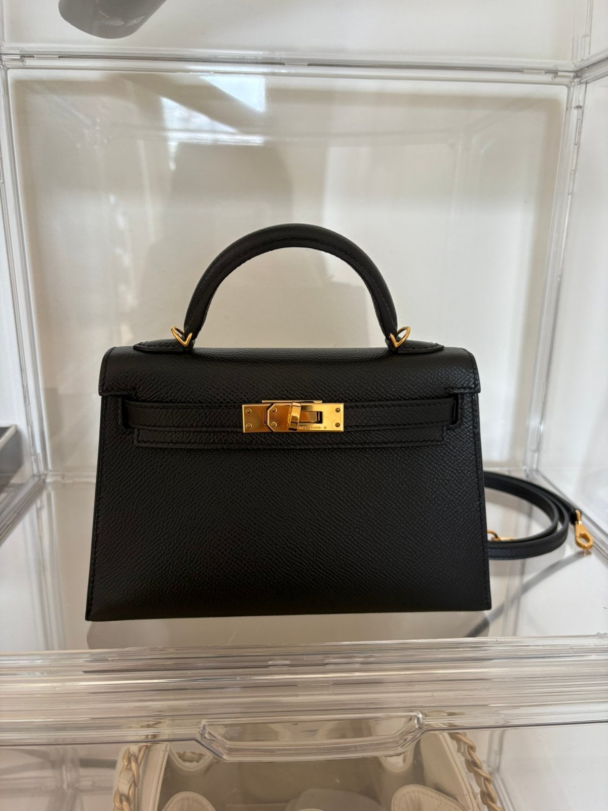 HERMÈS MINI KELLY SELLIER EPSOM | NOIR origineel, Verzamelen, Ophalen, Zo goed als nieuw, Speelkaart(en)