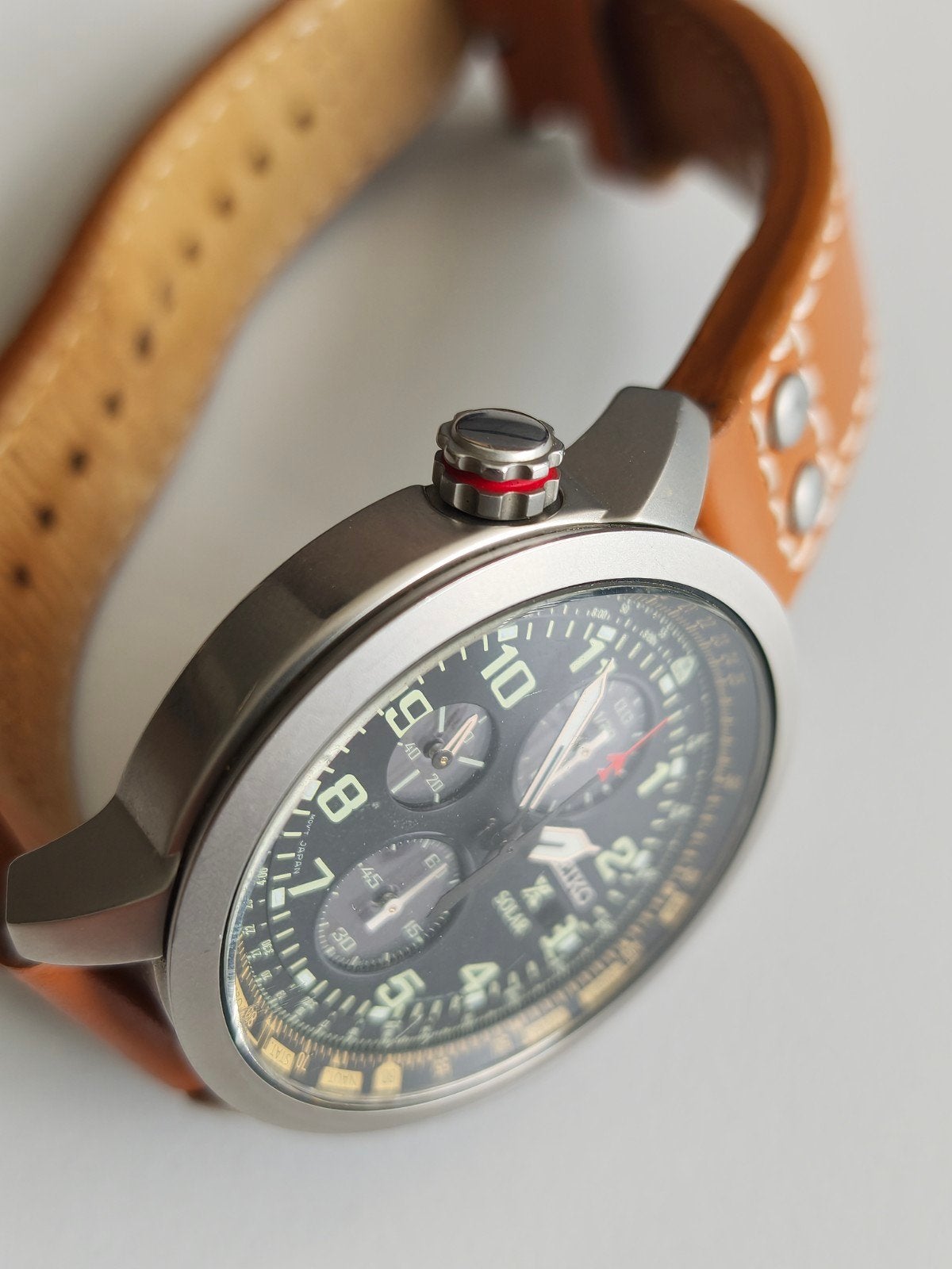 Seiko Prospex Sky SSC421P1 aviator horloge, Heer, Ophalen of Verzenden, Zo goed als nieuw, 17 tot 18