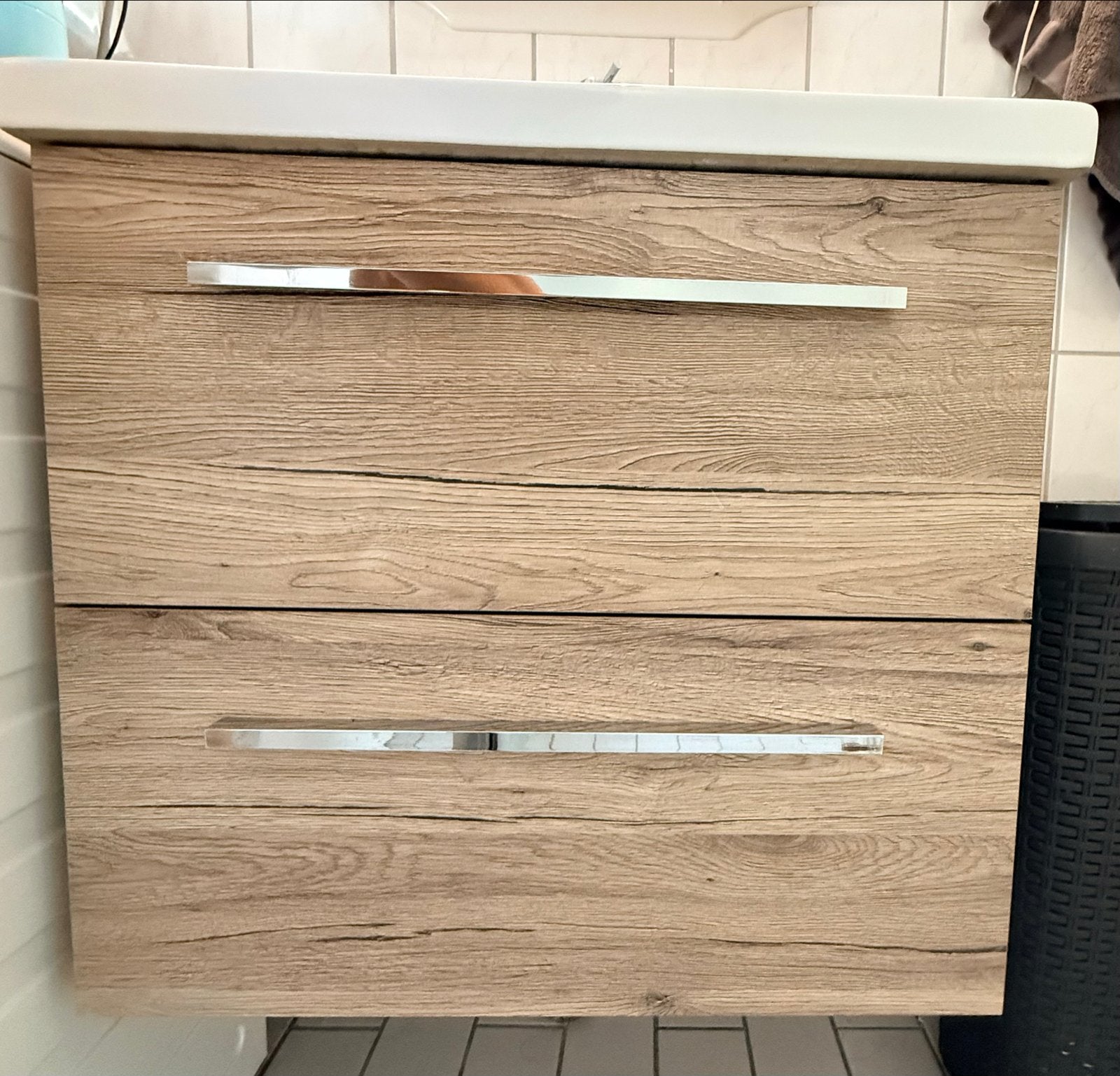 Wastafelmeubel met spiegel en kraan, Ophalen, Gebruikt, 50 tot 100 cm, Minder dan 100 cm