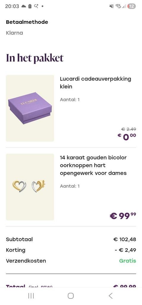 14 karaat gouden bicolor oorknoppen hart, Ophalen of Verzenden, Nieuw, Goud, Goud