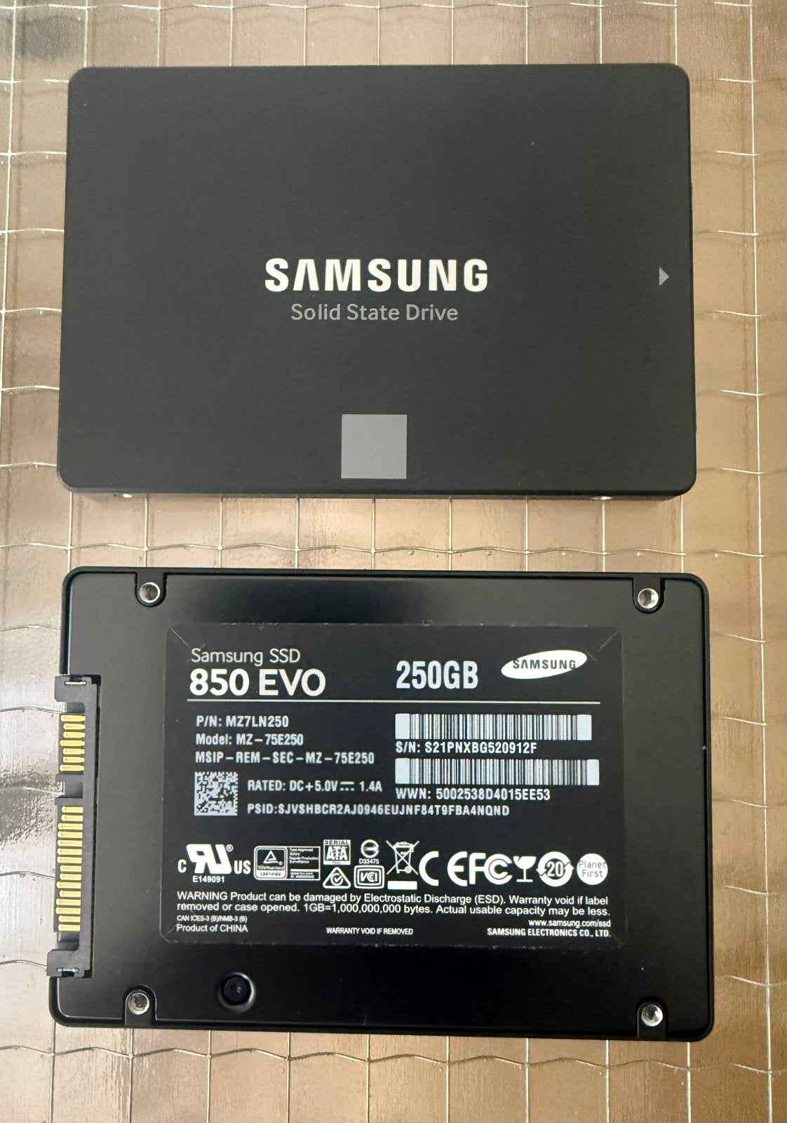 Samsung 850 EVO 250GB SATA SSD, Computers en Software, Harde schijven, Ophalen of Verzenden, Gebruikt, Laptop