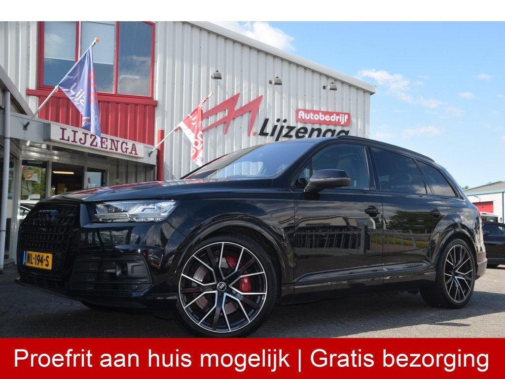 Audi Q7 4.0 TDI SQ7 quattro Pro Line + 7p Bose | Pano | 4w b, Auto's, Audi, Gebruikt, 7 stoelen, Zwart, Leder