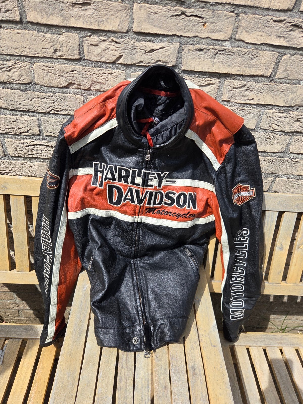 Harley-Davidson Classic Cruiser Leren Motorjack Zwart-Oranje, Motoren, Kleding | Motorkleding, Harley-Davidson, Heren, Jas | leer