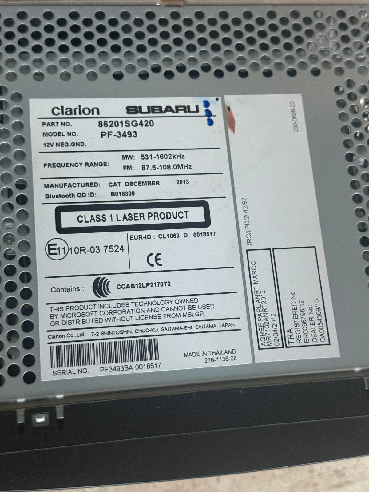 Originele Subaru Forester Radio 86201SG420, Auto diversen, Ophalen of Verzenden, Zo goed als nieuw
