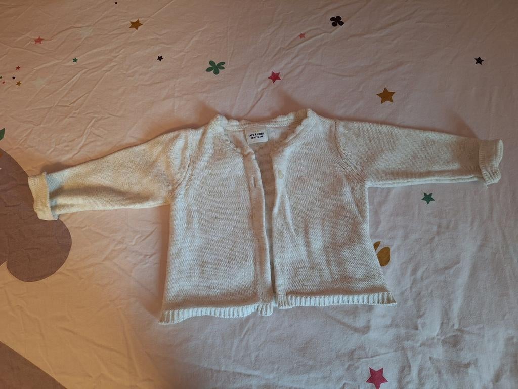 Tape à l'Oeil vestje maat 74 (12M) beige met glitter, Kinderen en Baby's, Babykleding | Maat 80, Ophalen of Verzenden