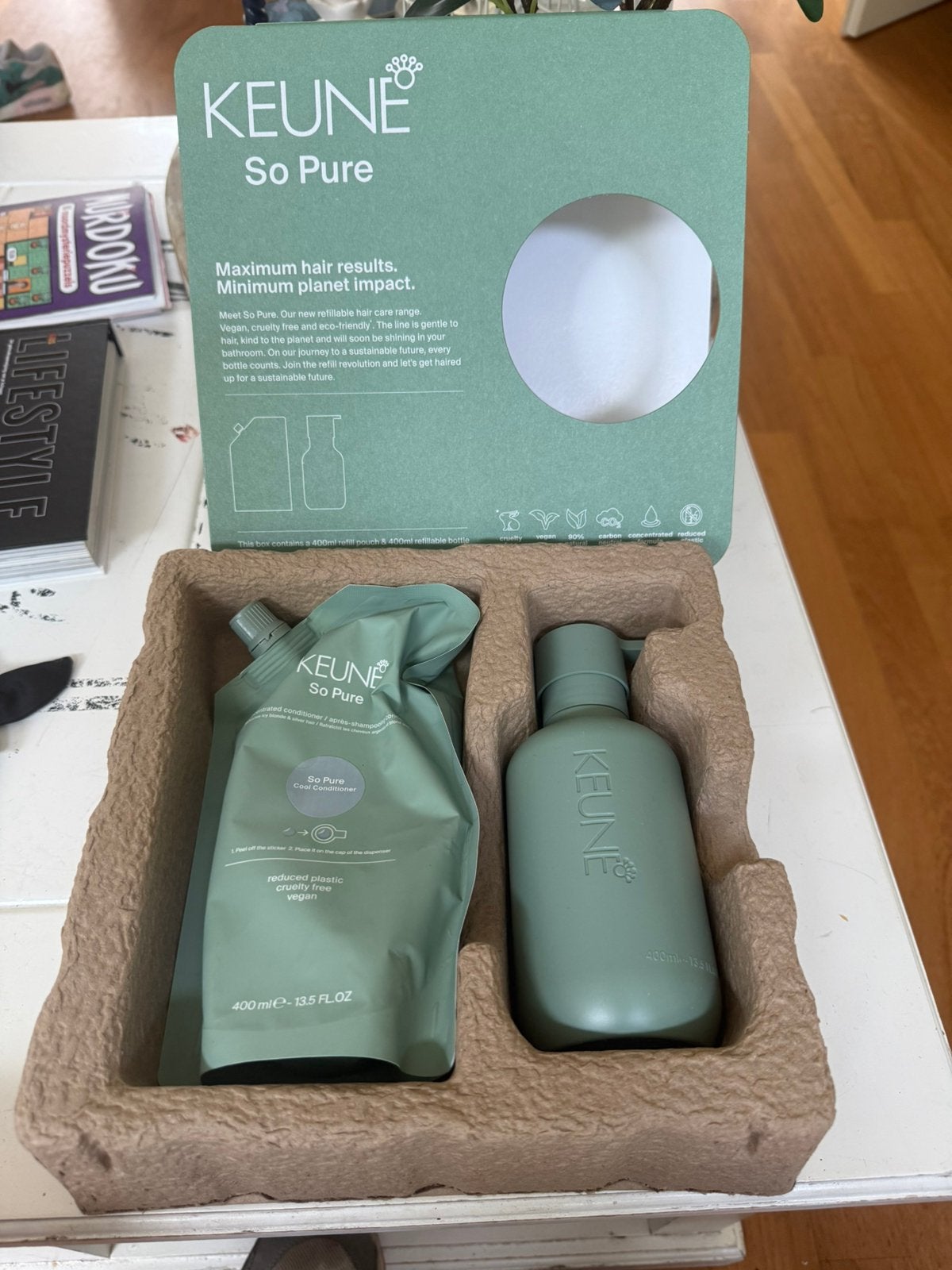 Keune so pure cool conditioner met pomp, Ophalen of Verzenden, Zo goed als nieuw, Shampoo of Conditioner