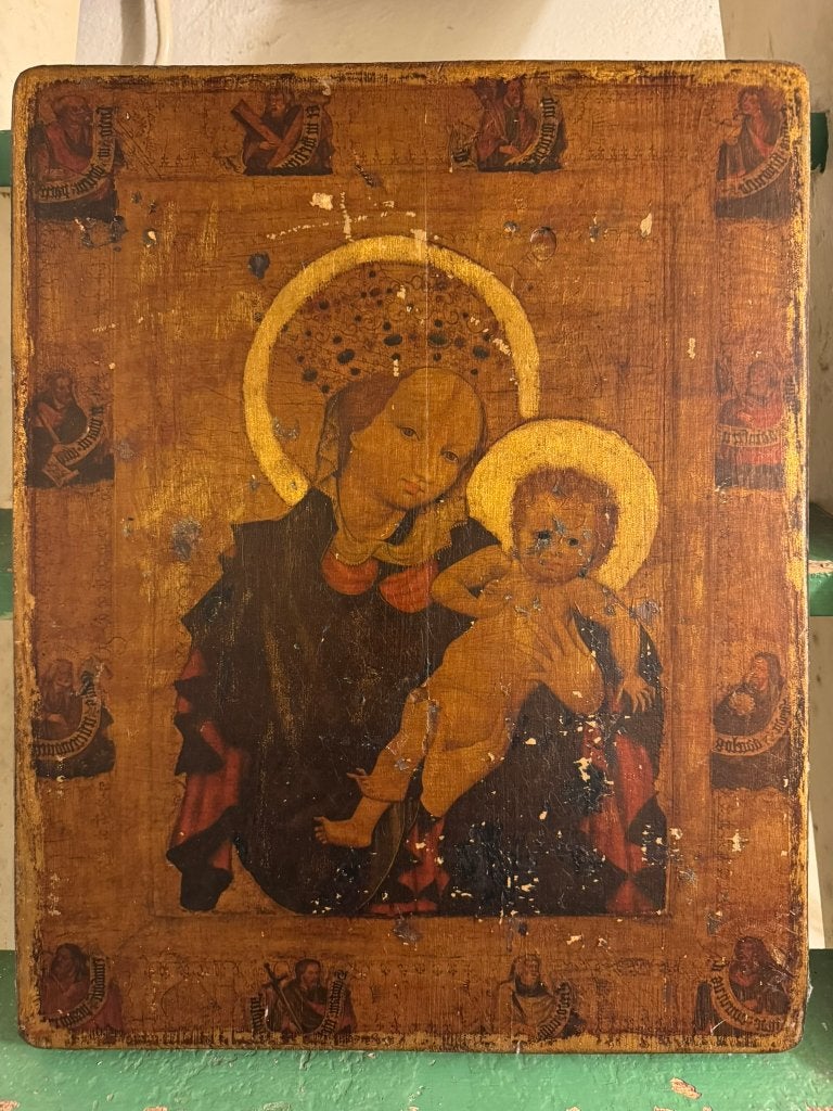 Slavisch moeder-en-kind icoon uit vm. Joegoslavië, Antiek en Kunst, Ophalen of Verzenden