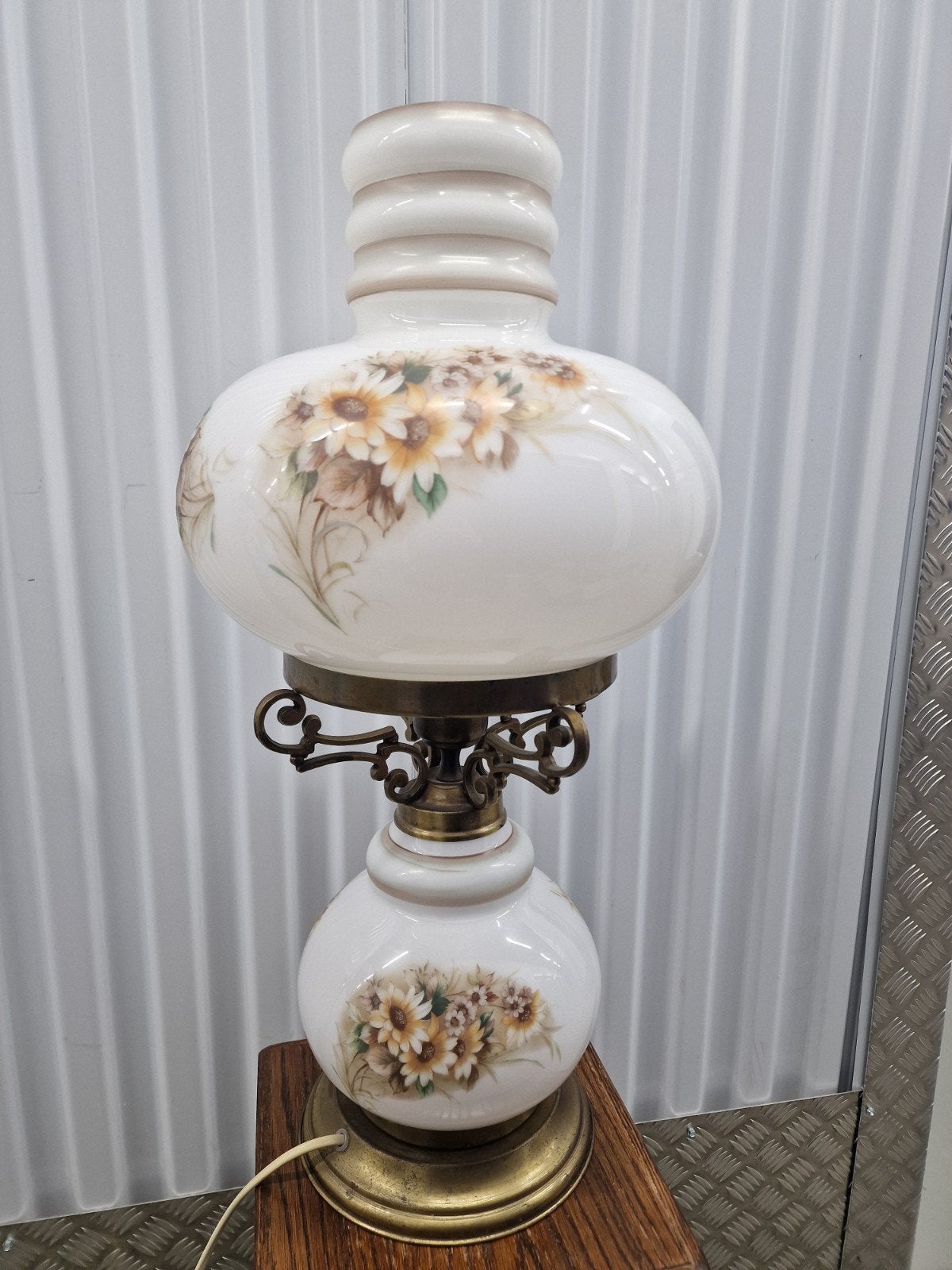 lamp antiek country vintage melk glas, Ophalen of Verzenden