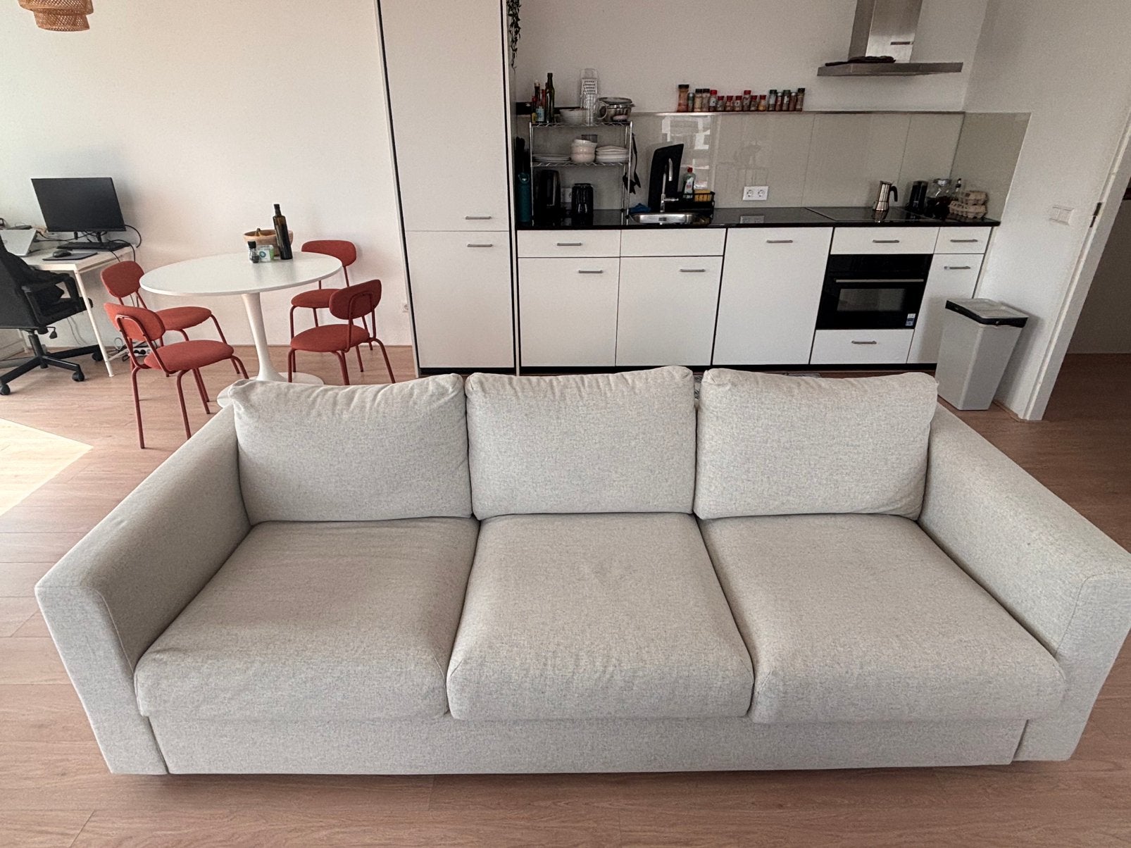 IKEA VIMLE 3-zitsbank lichtgrijs - In zeer goede staat, Huis en Inrichting, Ophalen, Driepersoons, 75 tot 100 cm, Zo goed als nieuw