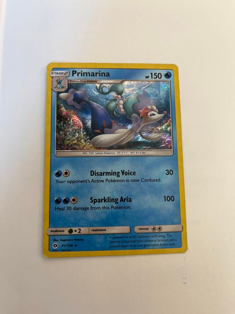 Pokémon Primarina Cracked Ice Holo, Ophalen of Verzenden, Zo goed als nieuw, Losse kaart