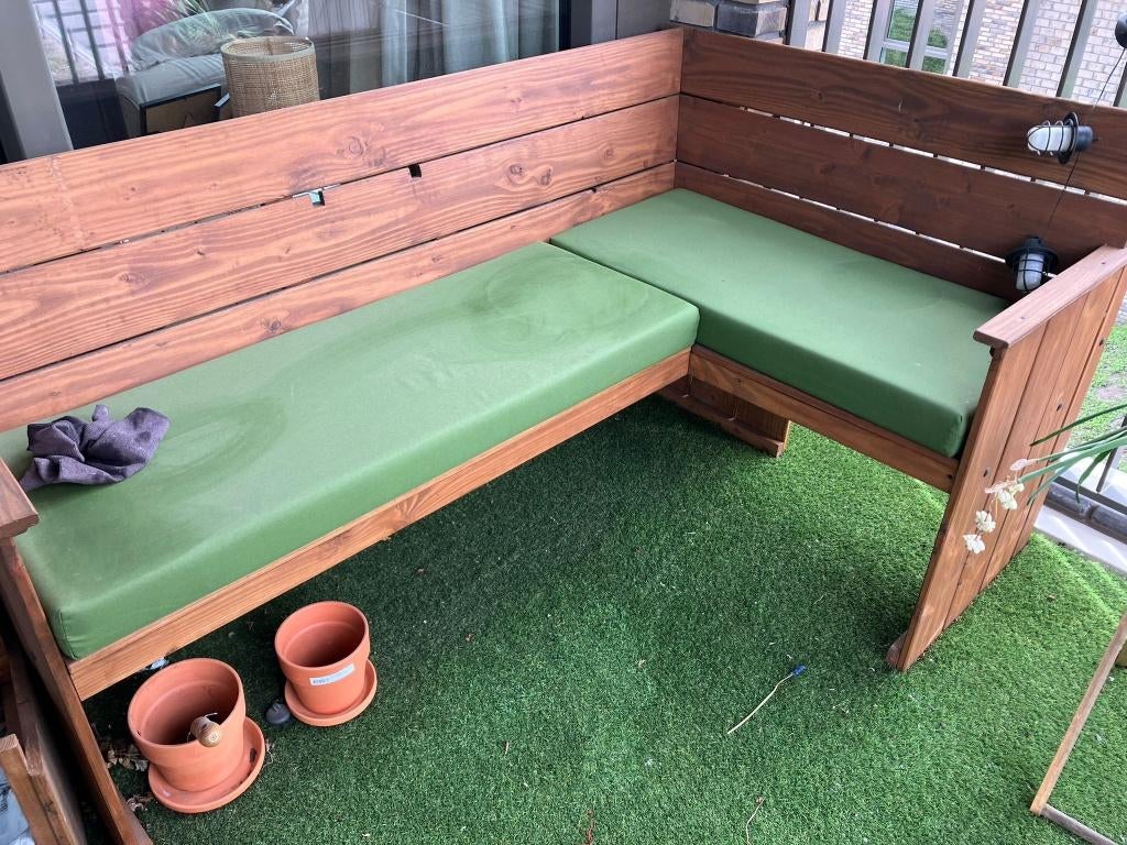 Hoekbank balkon, Ophalen, Zo goed als nieuw, Hout