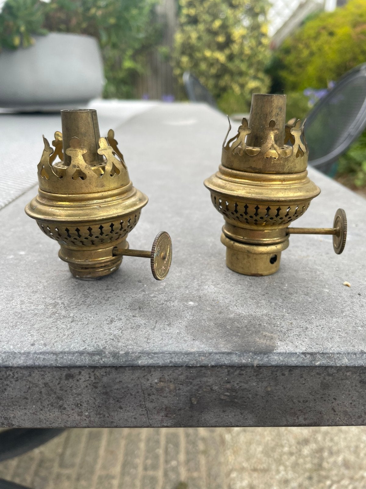2 losse antieke messing branders voor een olielamp, Antiek en Kunst, Ophalen of Verzenden, Koper