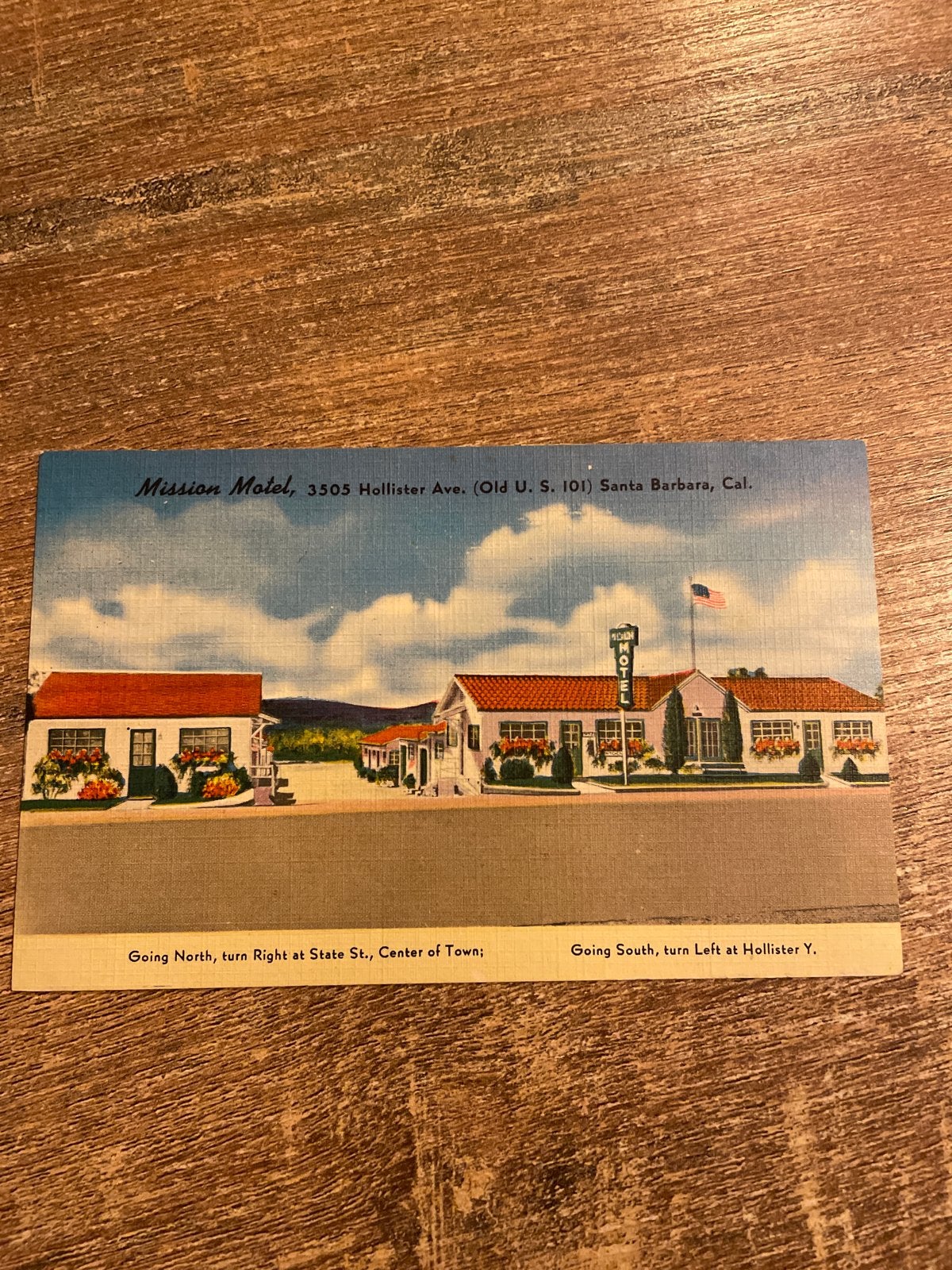 Vintage Ansichtkaart Mission Motel Santa Barbara Californië, Ophalen of Verzenden, 1940 tot 1960, Gelopen, Buiten Europa