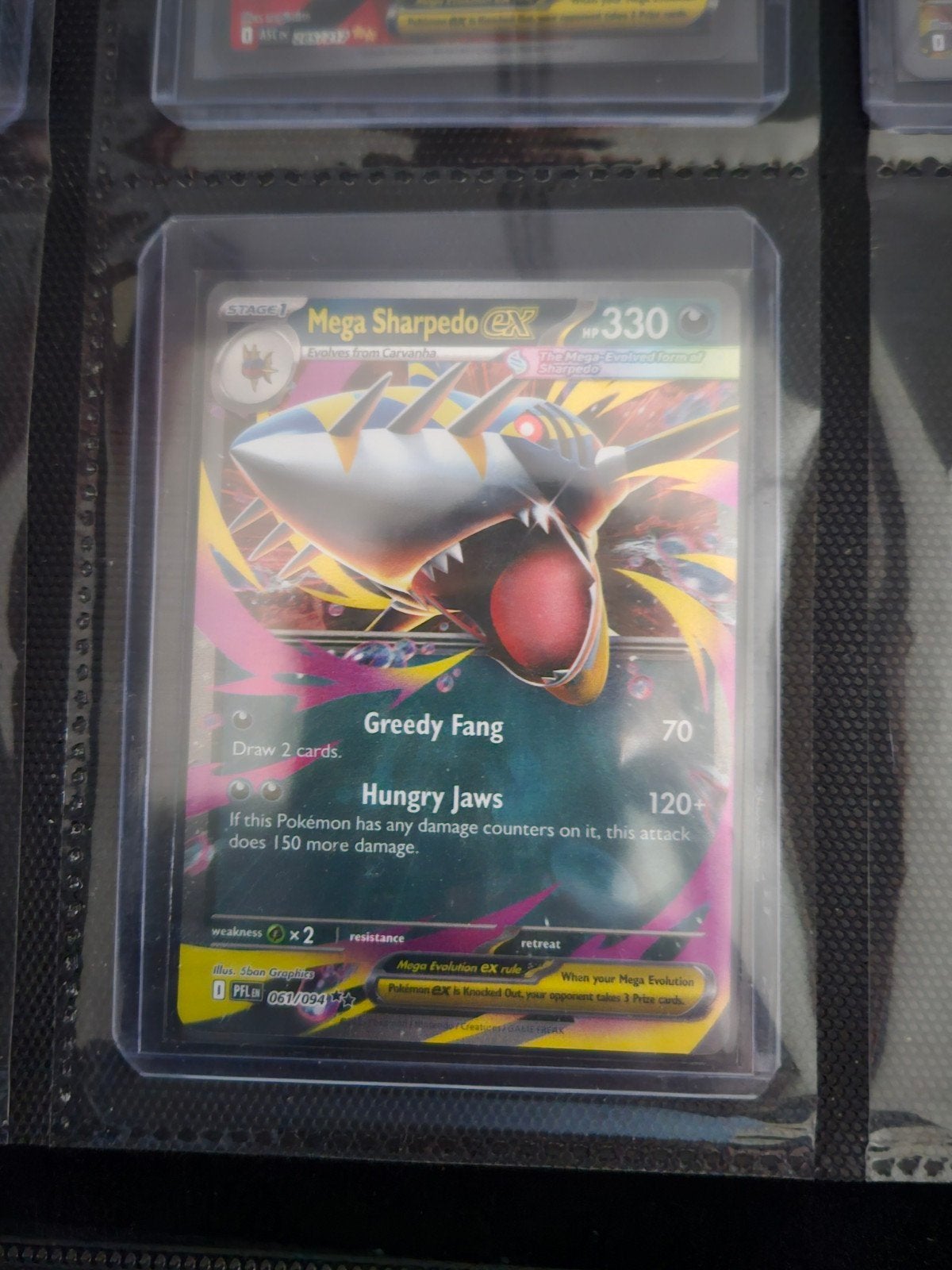Pokemon Mega Sharpedo ex 061/094 Phantasmal Flames, Ophalen of Verzenden, Zo goed als nieuw, Losse kaart, Foil