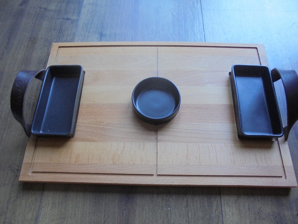 Beuken Serveertray met handgreep leer, Huis en Inrichting, Keuken | Servies, Nieuw, Ophalen of Verzenden, Overige stijlen, Dienblad