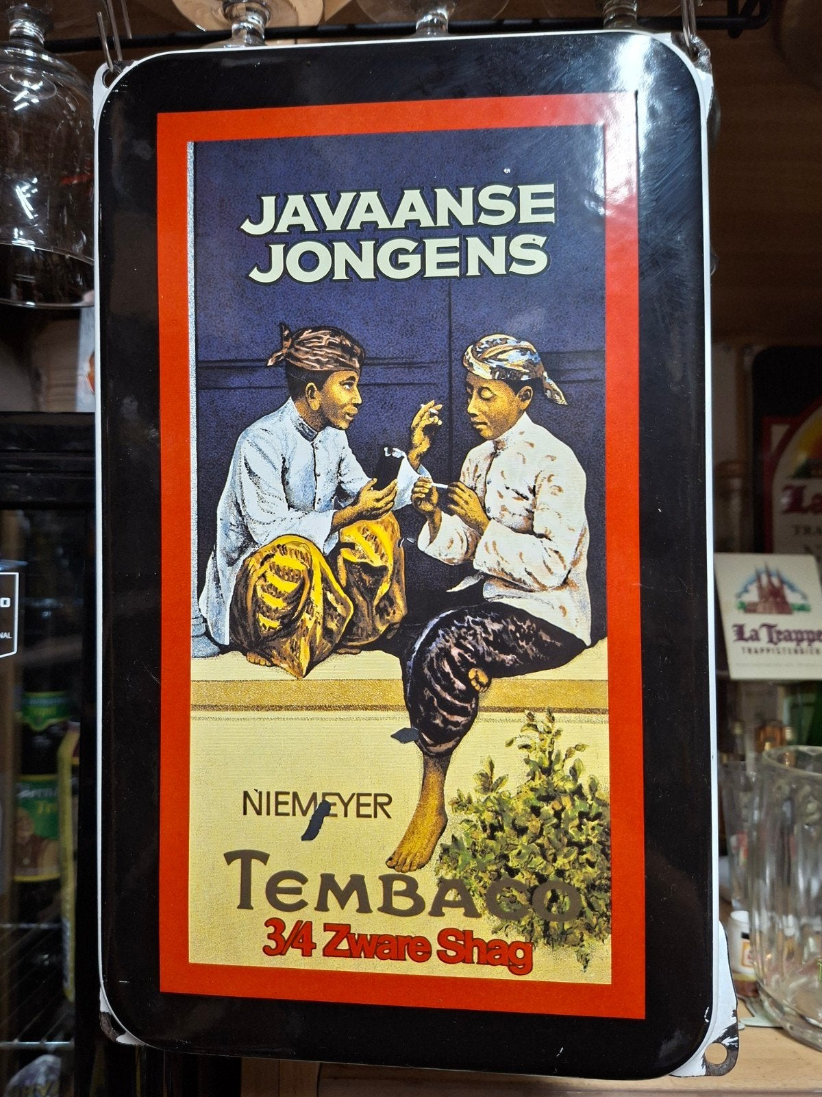 Vintage Emaille Bord Javaanse Jongens Niemeyer Tabak, Ophalen of Verzenden