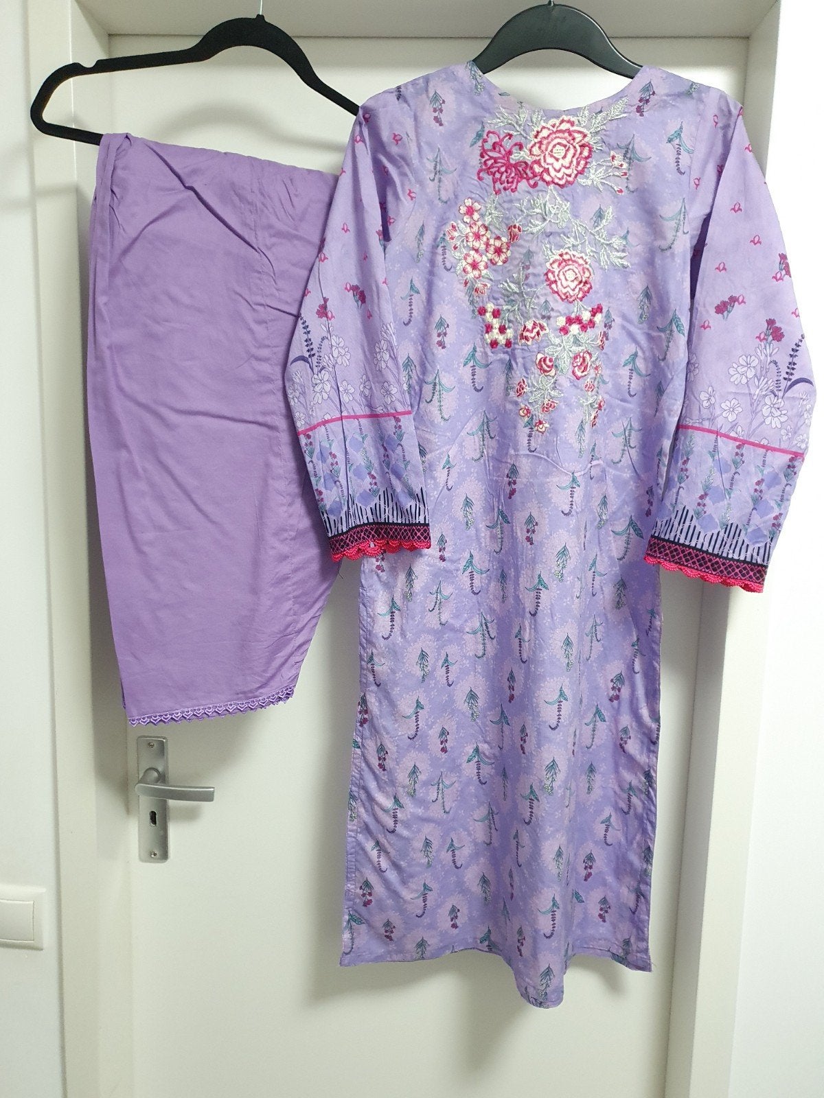 Paarse Indiase/Pakistaanse katoen kameez shalwar - Maat X/S, Kleding | Dames, Overige typen, Paars, Ophalen of Verzenden, Zo goed als nieuw