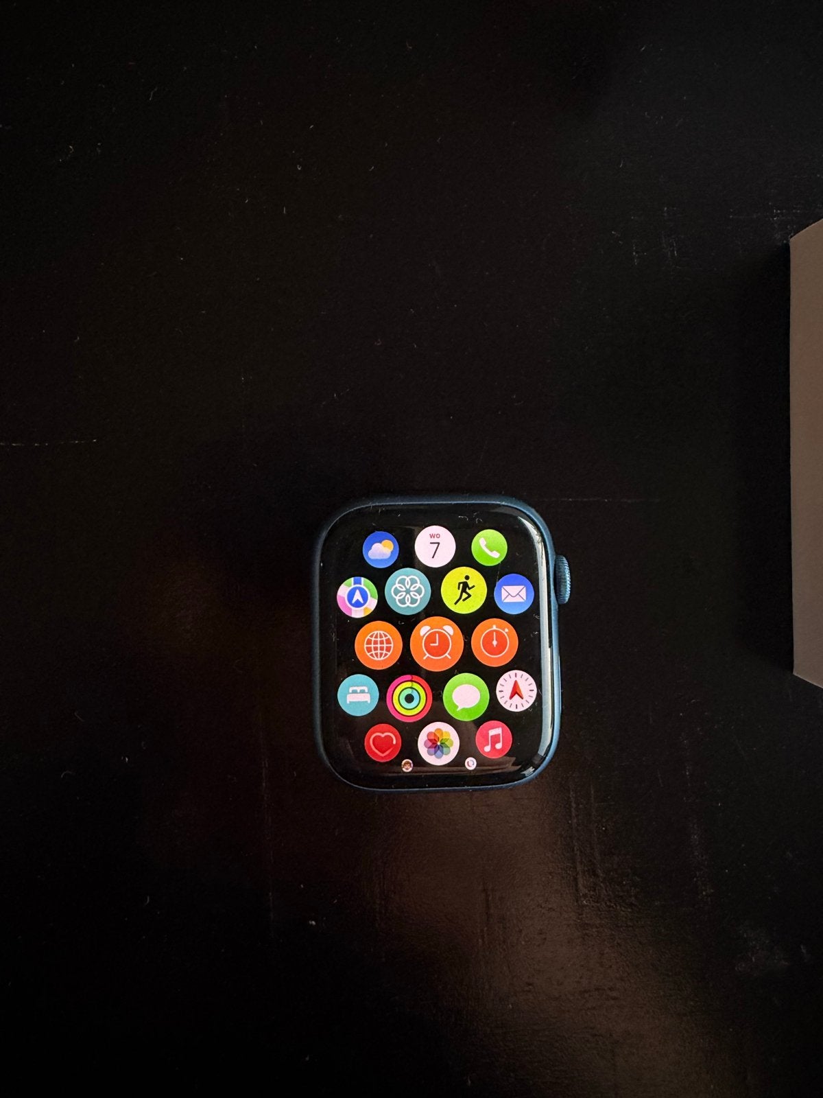Apple Watch Series 7 45mm Blauw, Sieraden, Tassen en Uiterlijk, Smartwatches, Ophalen, Afstand, Blauw, IOS