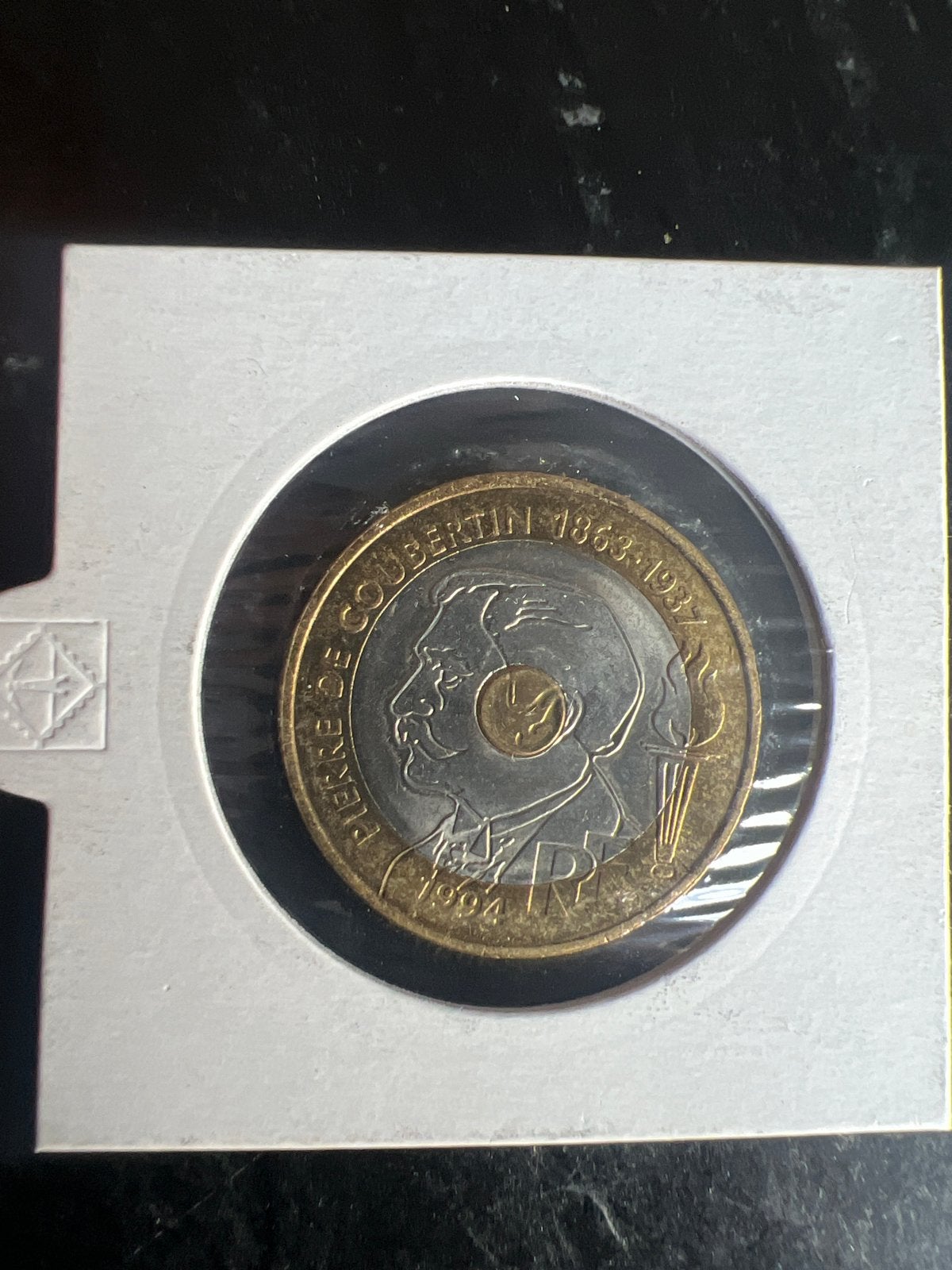 Zeldzame Franse 20 Francs munt Pierre de Coubertin 1994, Ophalen of Verzenden, Frankrijk, Losse munt