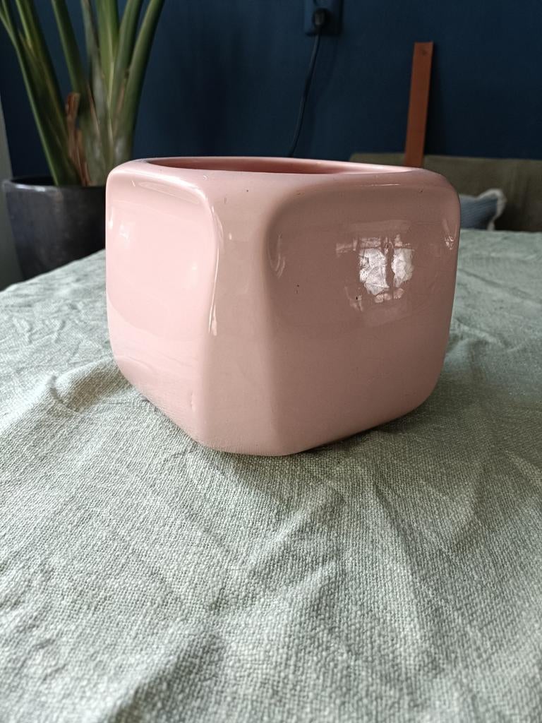 Roze Bloempot - Vierkant Design 14x14, Vierkant, Ophalen of Verzenden, Zo goed als nieuw, Balkon