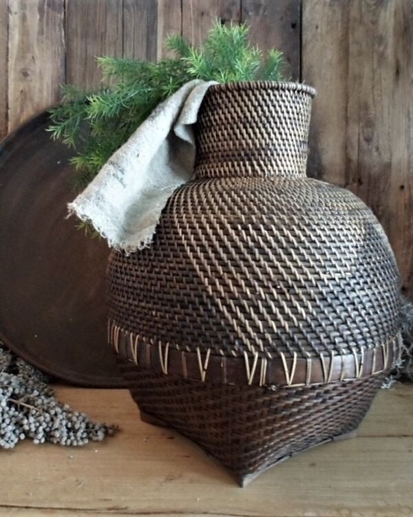 13798 M Rotan mand Colonial, Info@bazarbizar.be, Mand, Verzenden, Rond