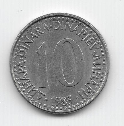 Joegoslavië 10 dinar 1983 KM# 89, Verzenden, Joegoslavië, Losse munt