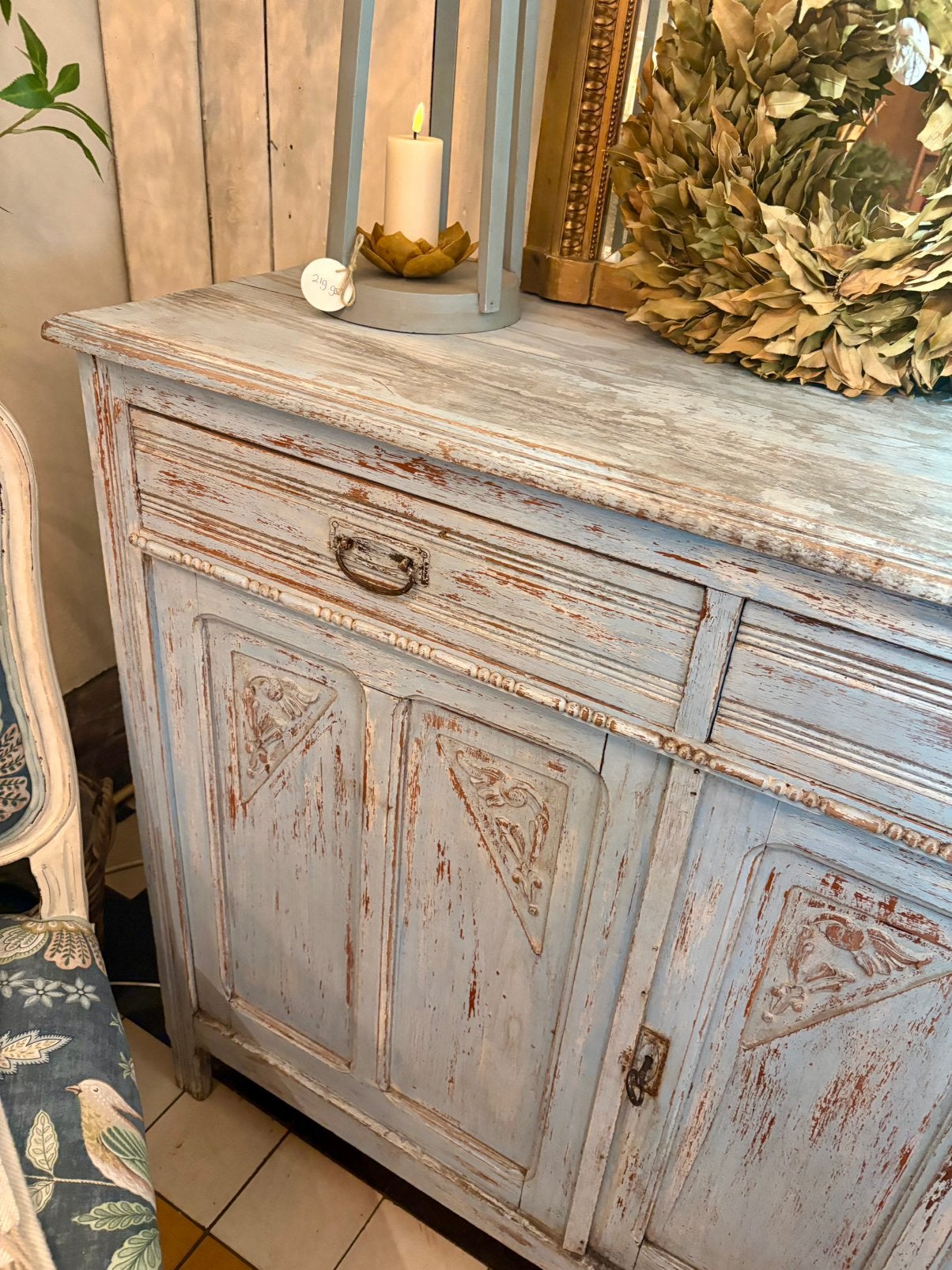 Prachtige houten commode kast in blauwe tint, Ophalen of Verzenden