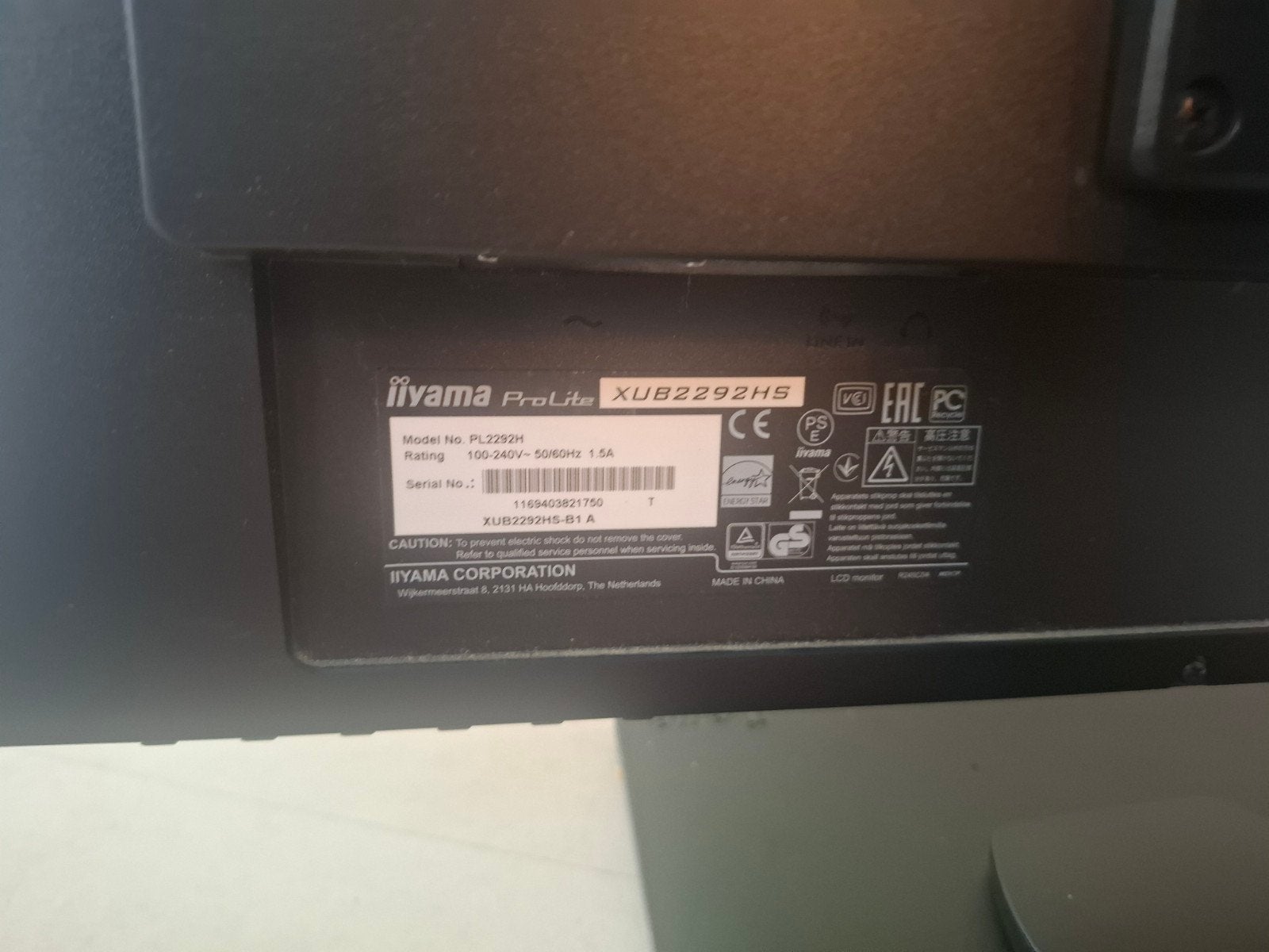 Iiyama ProLite XUB2292HS Monitor - Full HD, Computers en Software, Monitoren, Gebruikt, Iiyama, Full HD, Ophalen of Verzenden