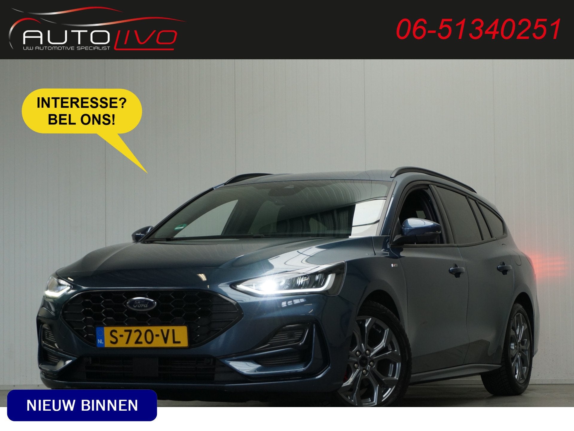 Ford FOCUS Wagon 1.0 EcoBoost Hybrid ST Line X 155 PK! AUTOM, Dealer onderhouden, Stof, Gebruikt, Blauw