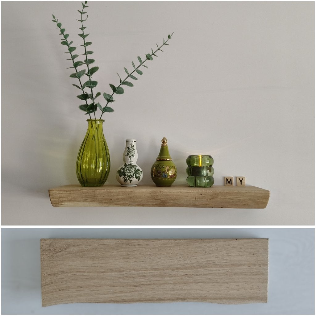 Zwevende eiken wandplank houten decoratie schap 42cm #295, Houtatelier M.Y., Info@myhoutatelier.nl, Nieuw, Ophalen of Verzenden
