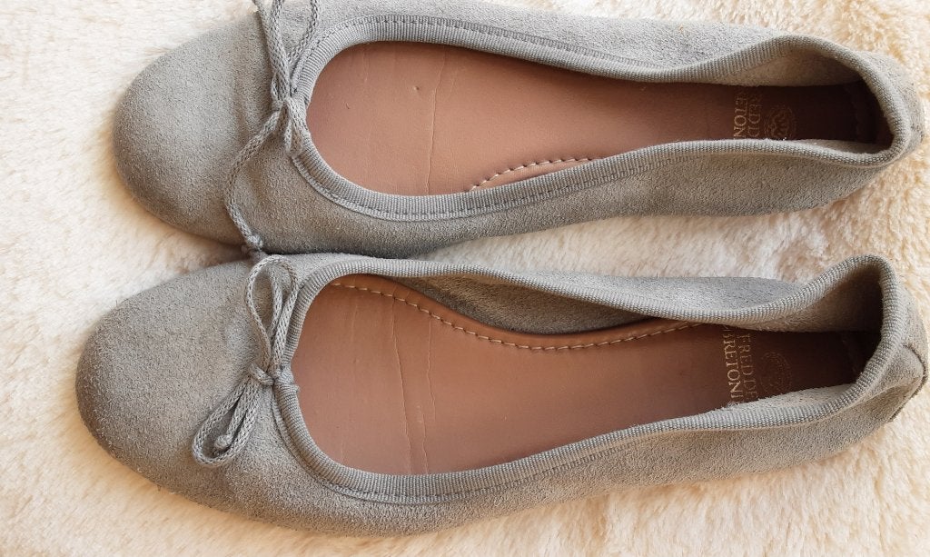 Fred de la Bretoniere ballerina's suede, grijs, mt 38, Fred de la Bretoniere, Verzenden, Ballerina's, Grijs