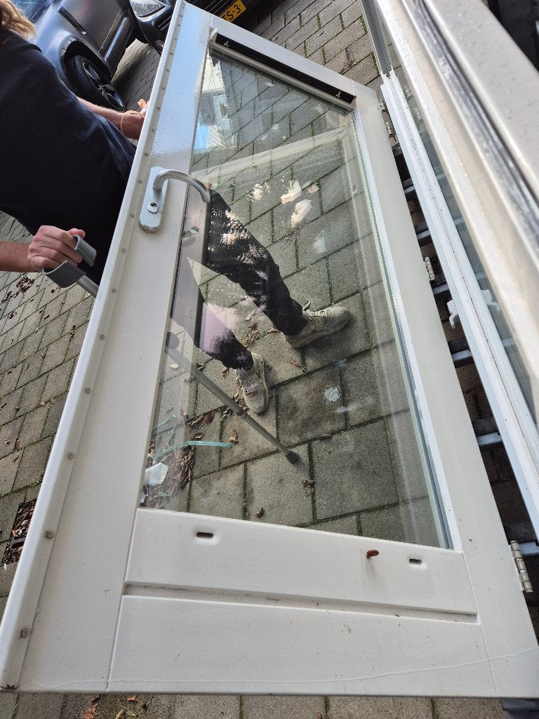 Set hardhouten openslaande buitendeuren 92,5  231 cm, Ophalen, Glas, 120 cm of meer, 215 cm of meer