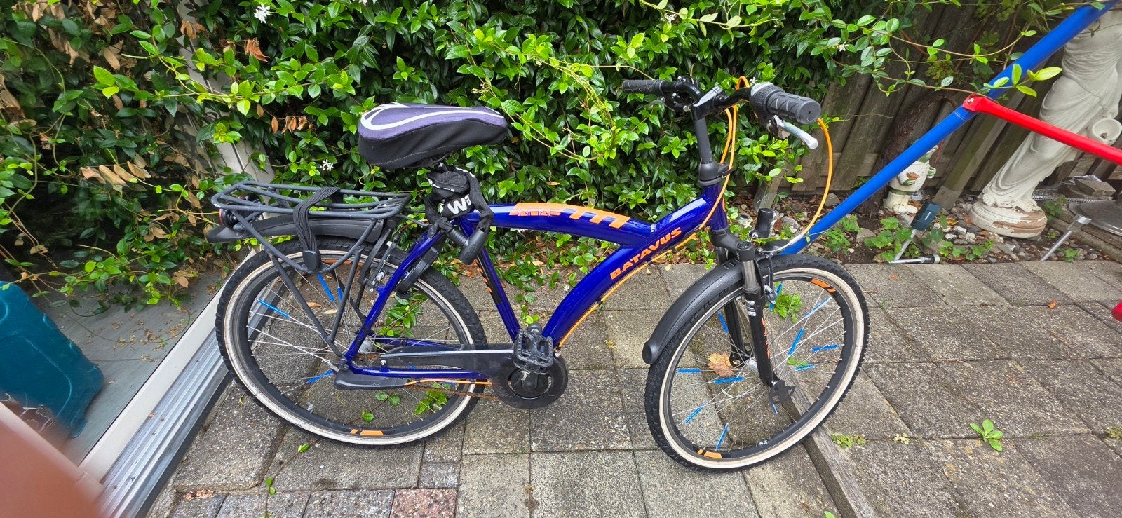 Batavus Snake kinderfiets 26 inch - Blauw met oranje, Ophalen, Velgrem, Versnellingen, Batavus