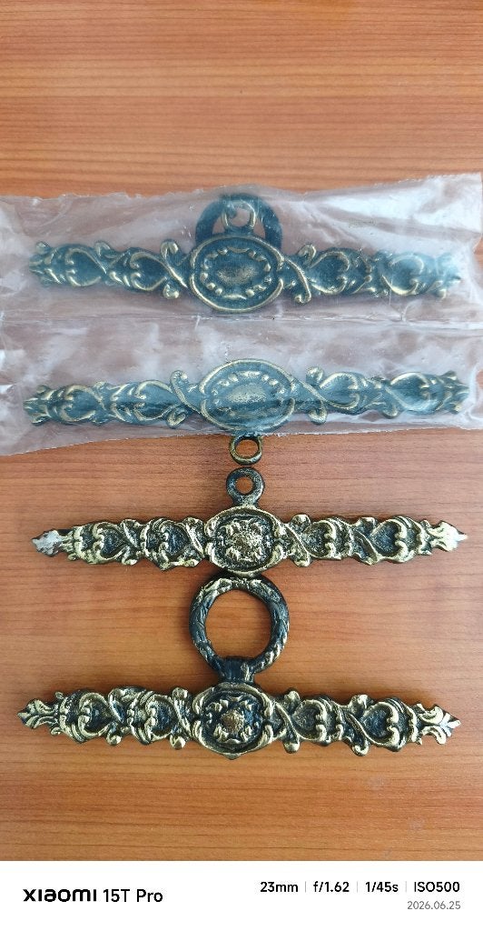 4 x ornament beslag voor schellekoord koper / goud kleur, Metaal, Wandhanger, Nieuw, Klassiek
